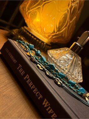 Turquoise Beaded Layered book charm